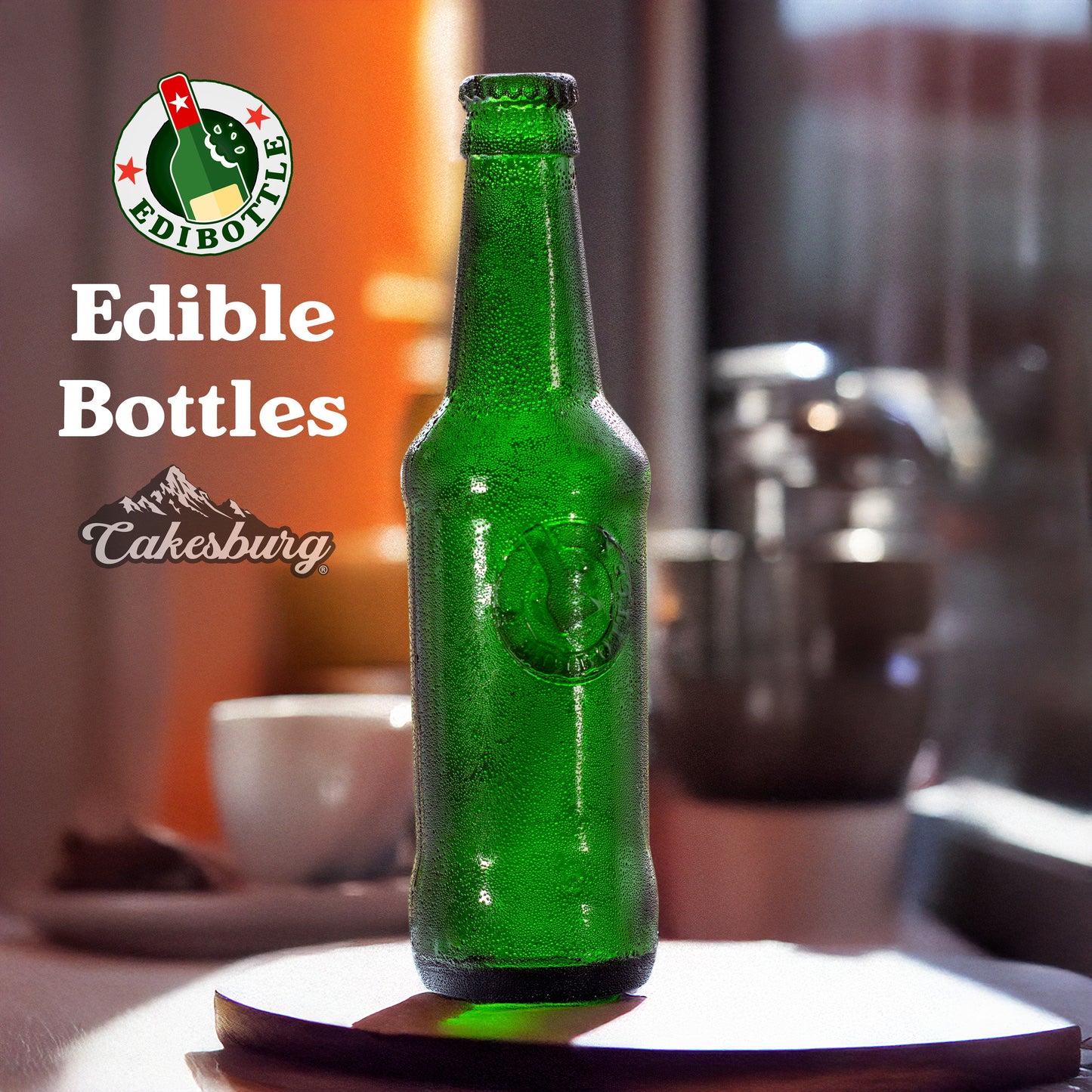 Edible Sugar Green Beer Bottle Cake Topper (2-Pack)