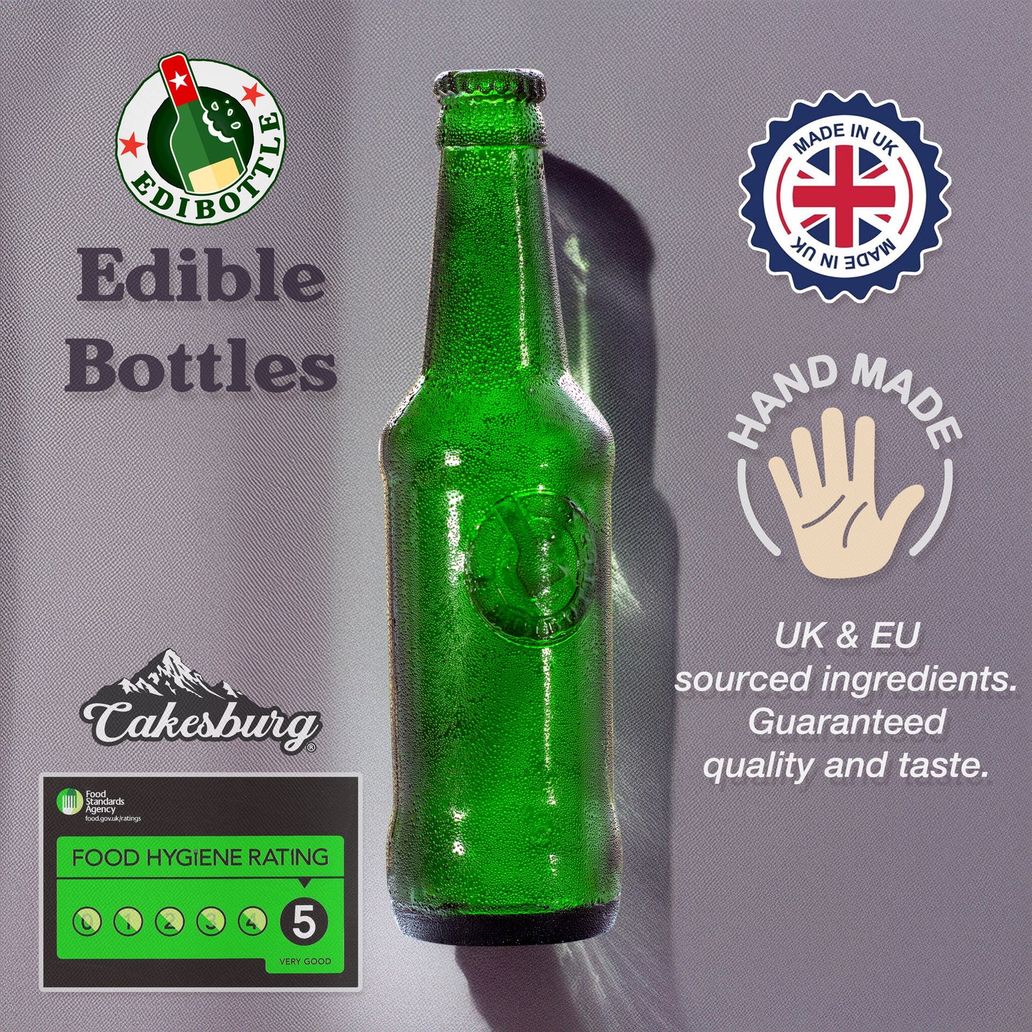 Edible Sugar Green Beer Bottle Cake Topper (2-Pack)