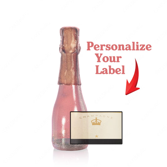 Personalised Edible Half-Height Rose Champagne Bottle Cake Topper