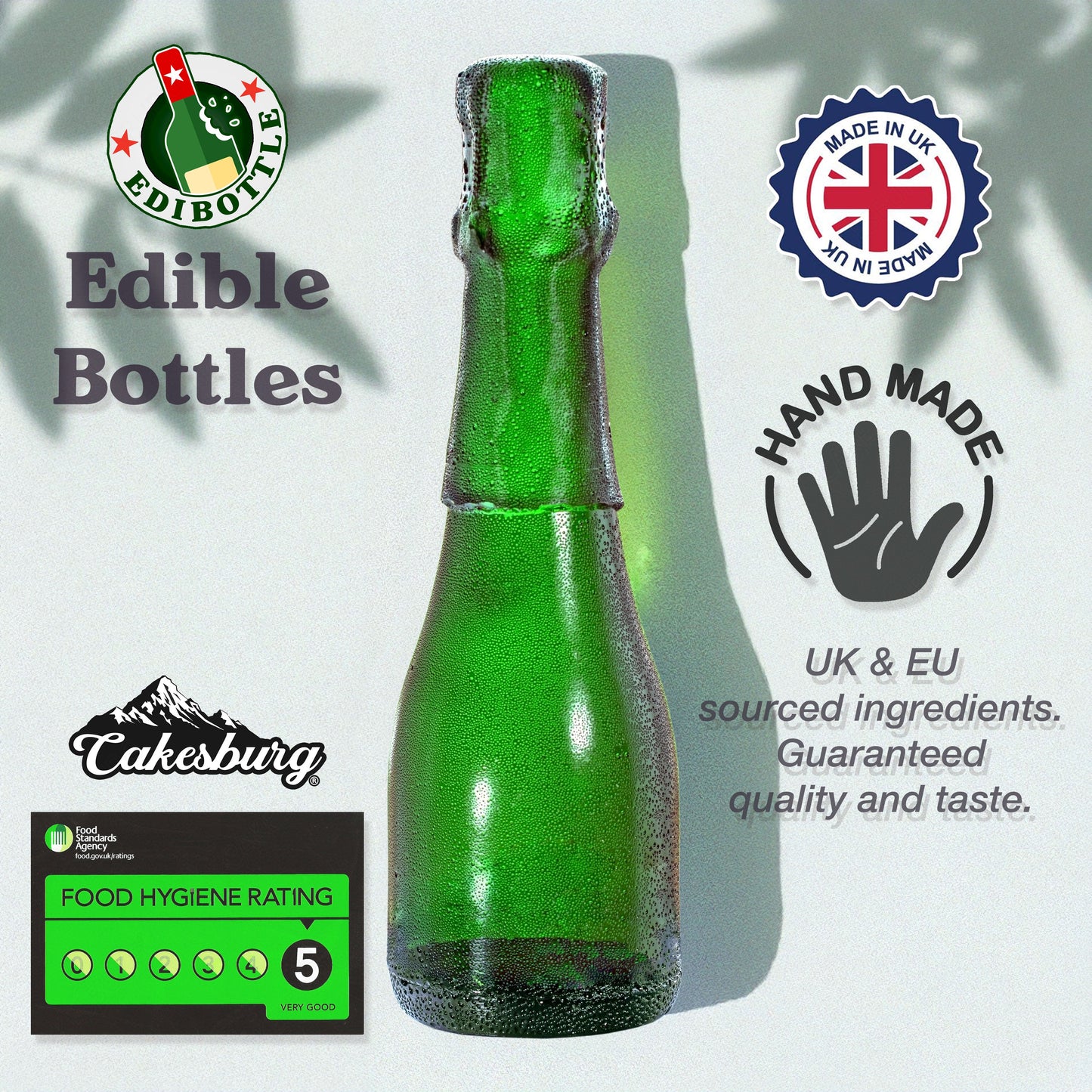 Edible Sugar Half-Height Green Champagne Bottle Cake Topper