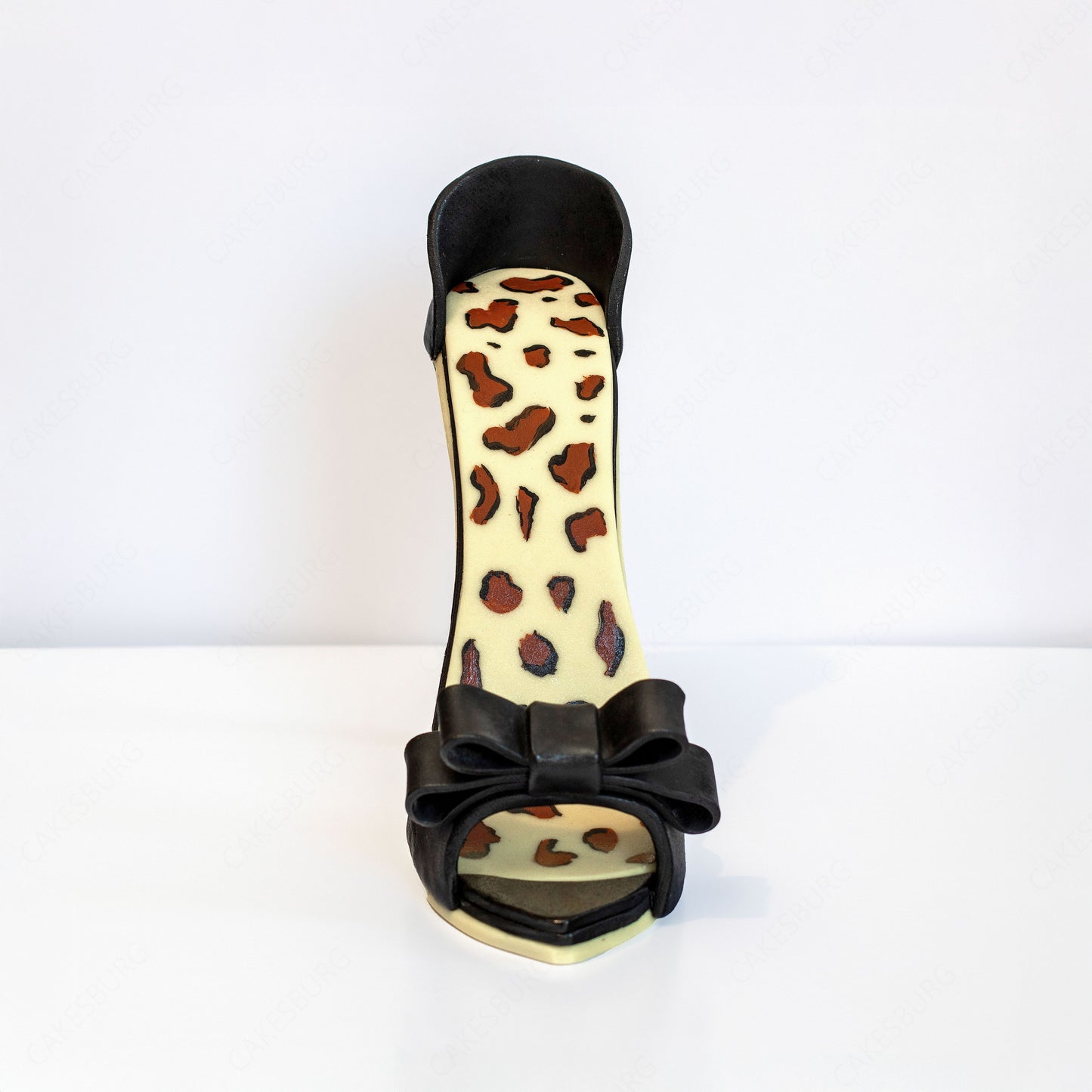 Edible Large Sugar Fondant Leopard Pattern High Heel Shoe Cake Topper