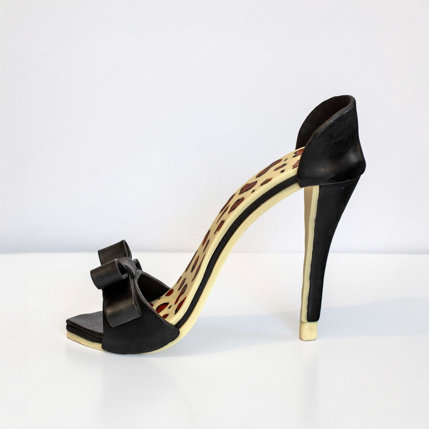 Edible Large Sugar Fondant Leopard Pattern High Heel Shoe Cake Topper