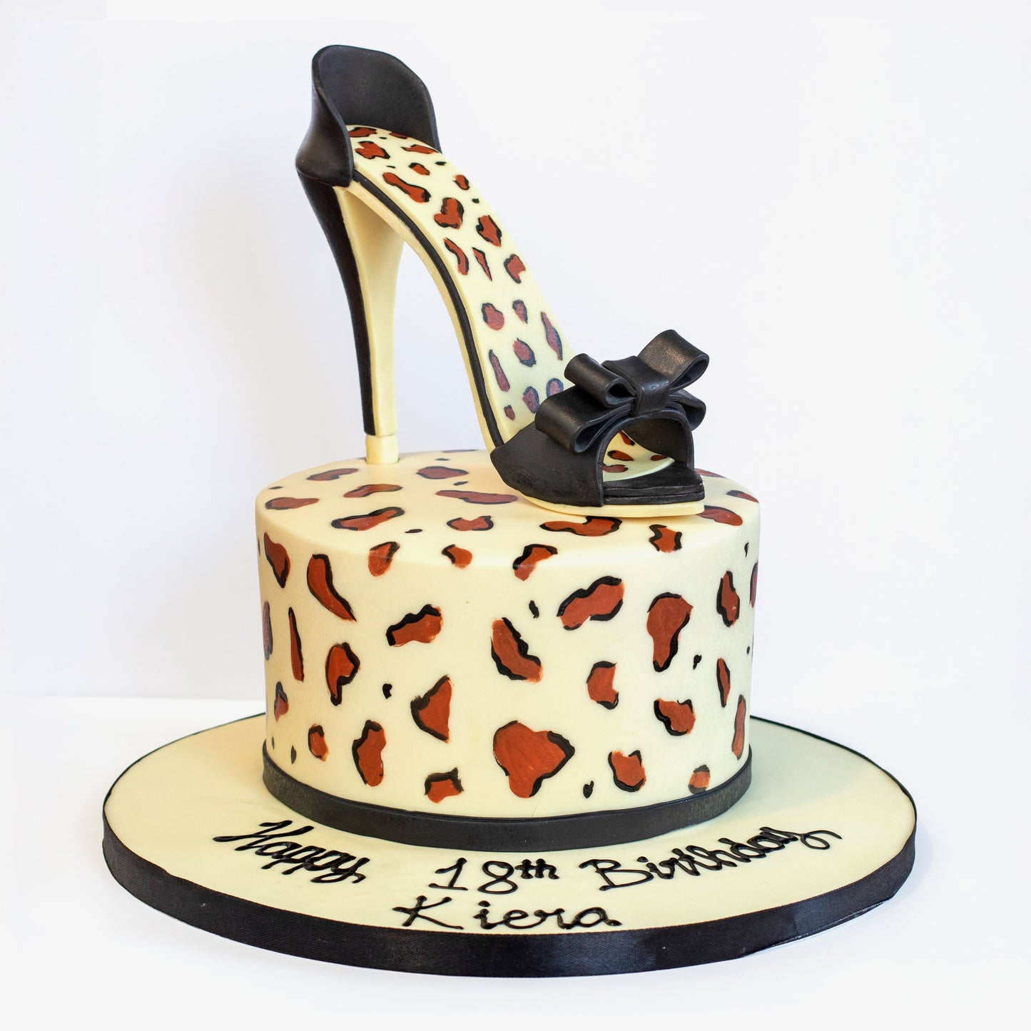 Edible Large Sugar Fondant Leopard Pattern High Heel Shoe Cake Topper
