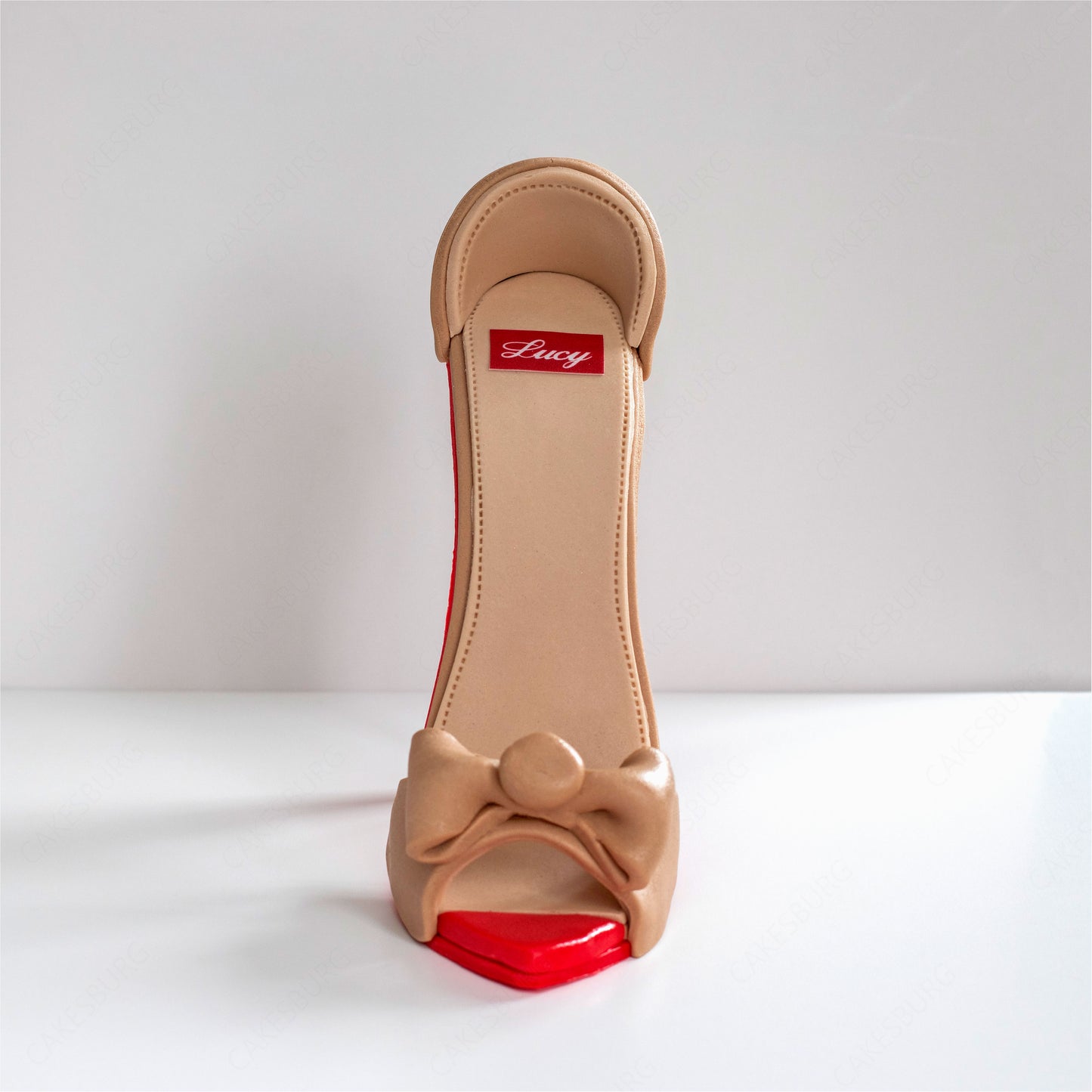 Edible Large Sugar Fondant Tan High Heel Shoe Cake Topper
