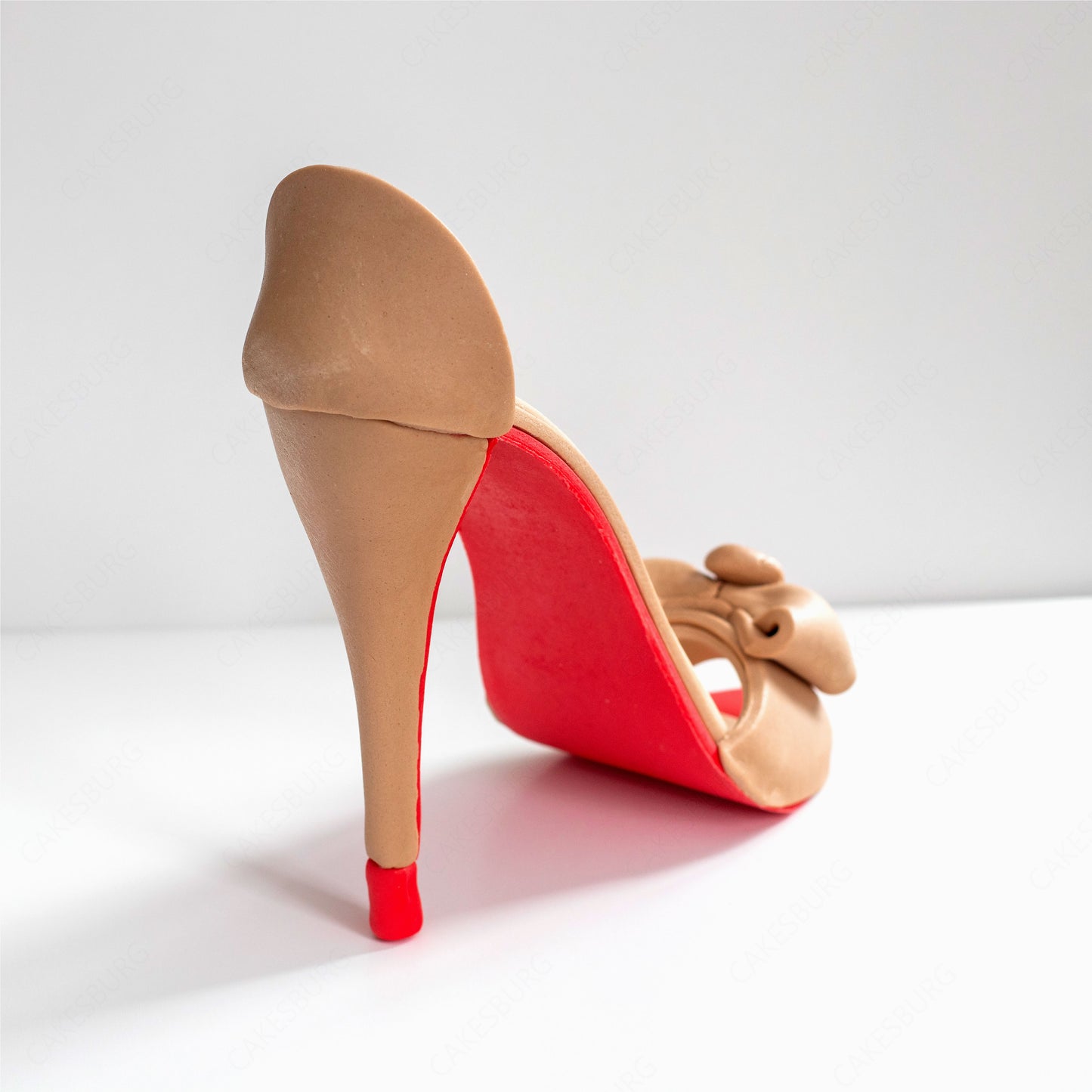 Edible Large Sugar Fondant Tan High Heel Shoe Cake Topper
