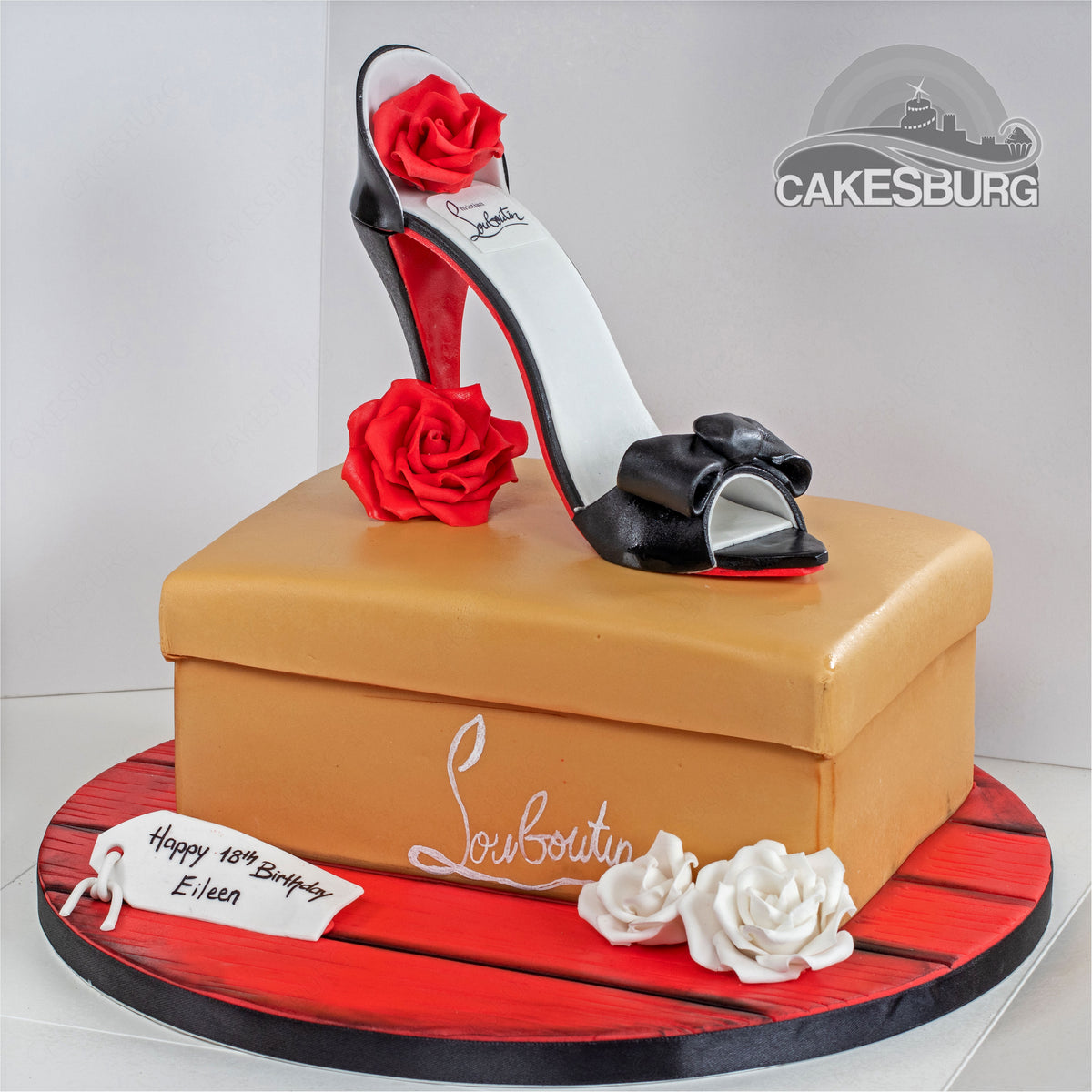 Edible Large Sugar Fondant Black High Heel Shoe Cake Topper