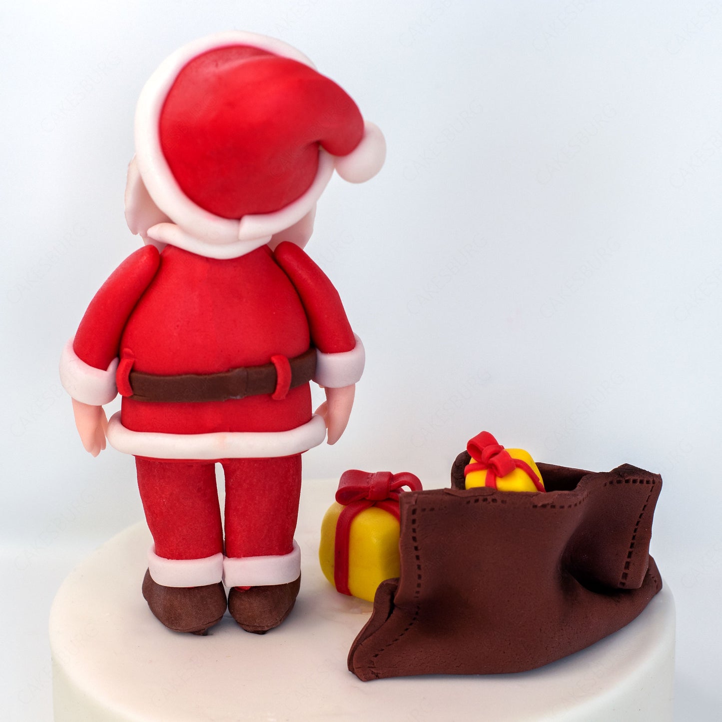 Edible Fondant Santa Clause with Gift Bag Cake Topper