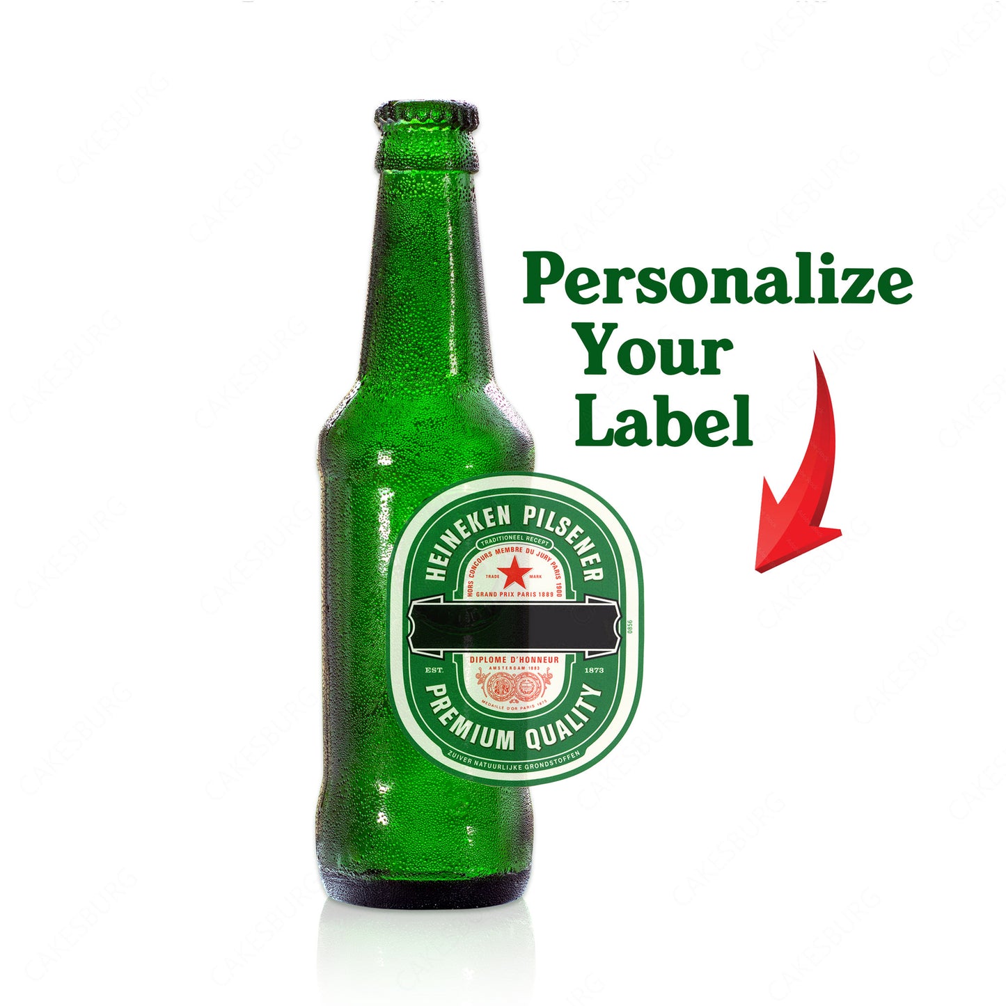 Personalised  Edible Green Dutch Style Beer Bottle Cake Topper