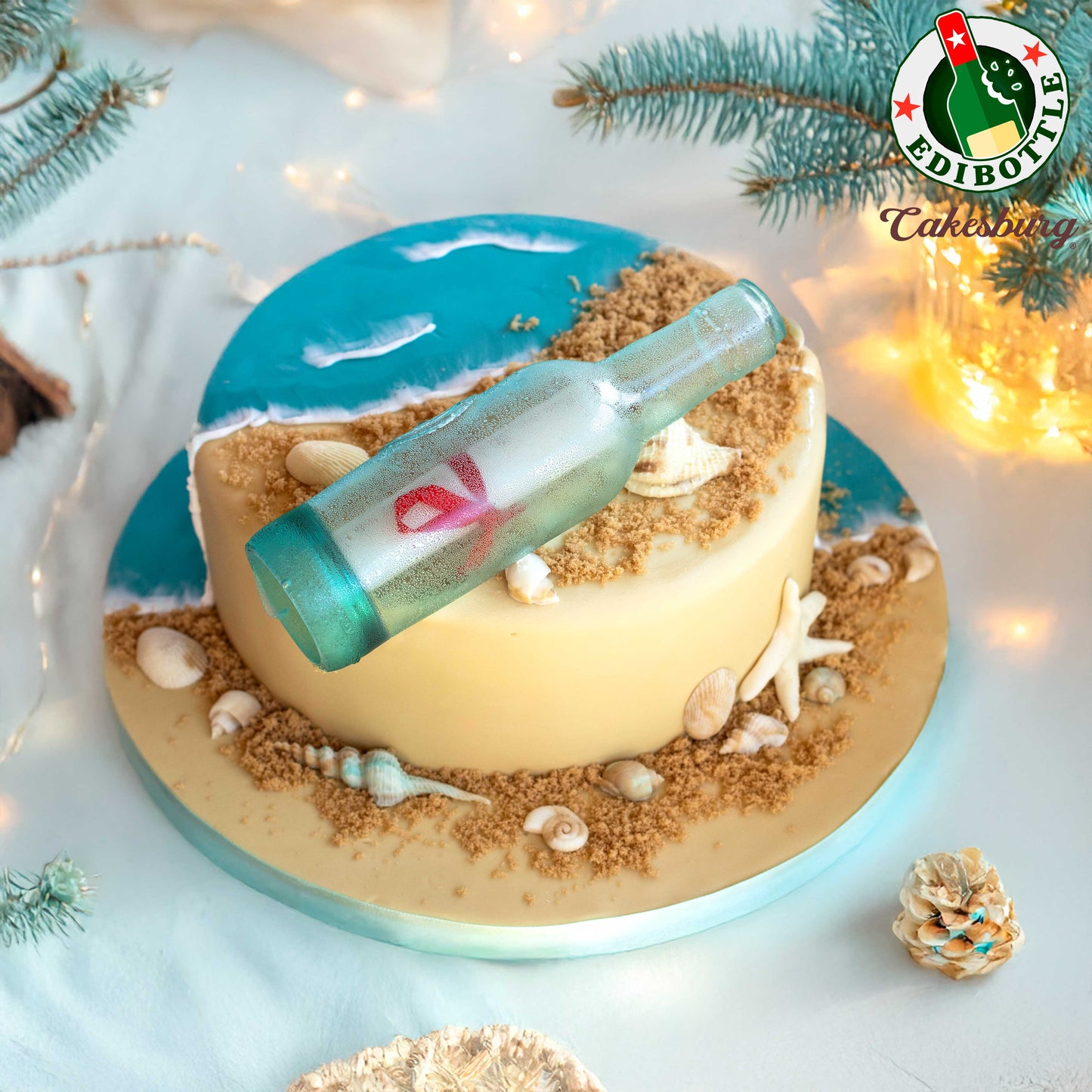 EdiBottle™ Edible Sugar “Message in a Bottle” Cake Topper