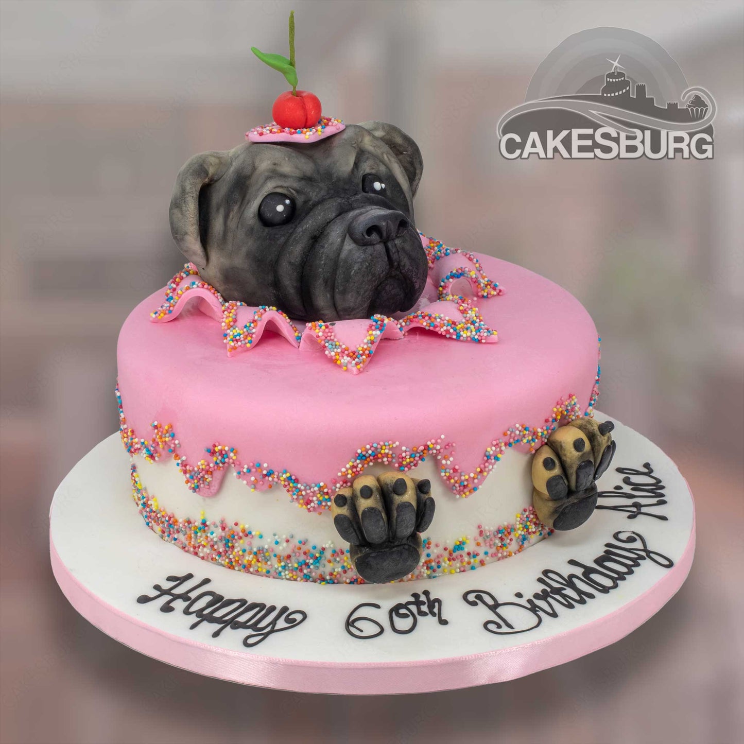 Edible Fondant Pug Head and Paws Cake Topper