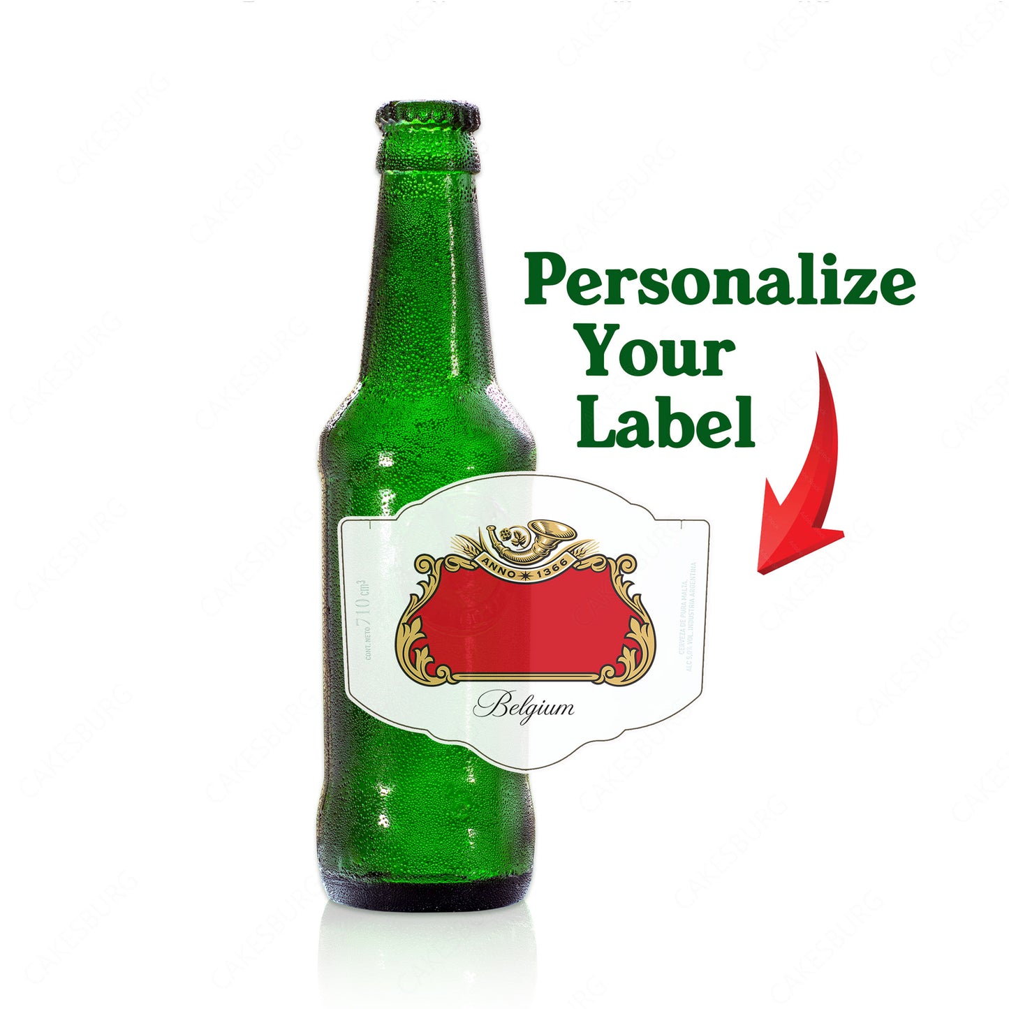 Personalised Edible Green Belgian Style Beer Bottle Cake Topper