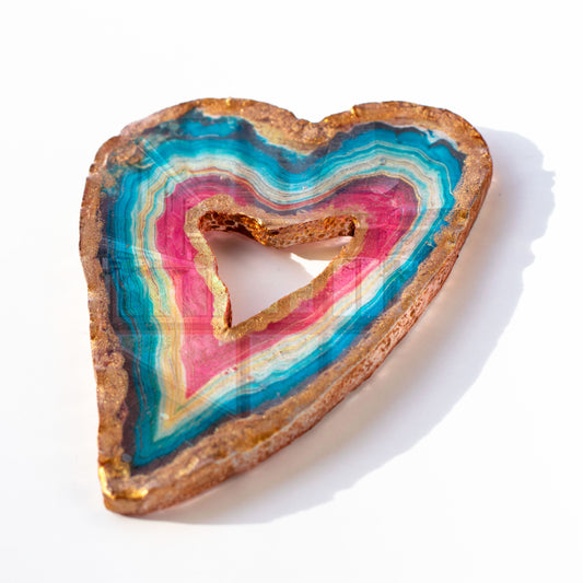 Heart-Shaped Personalised Edible Isomalt Sugar Geode Cake Topper