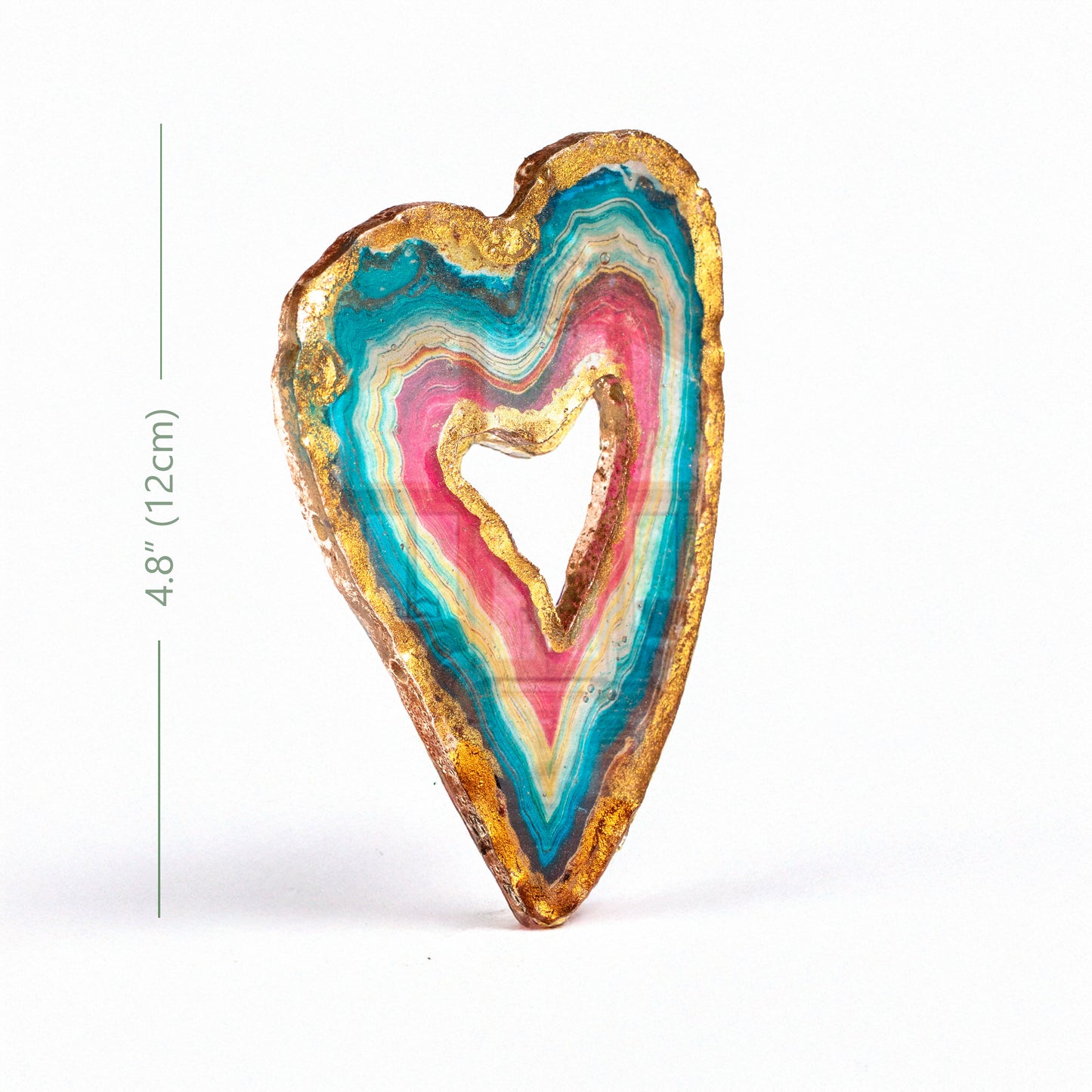 Heart-Shaped Personalised Edible Isomalt Sugar Geode Cake Topper