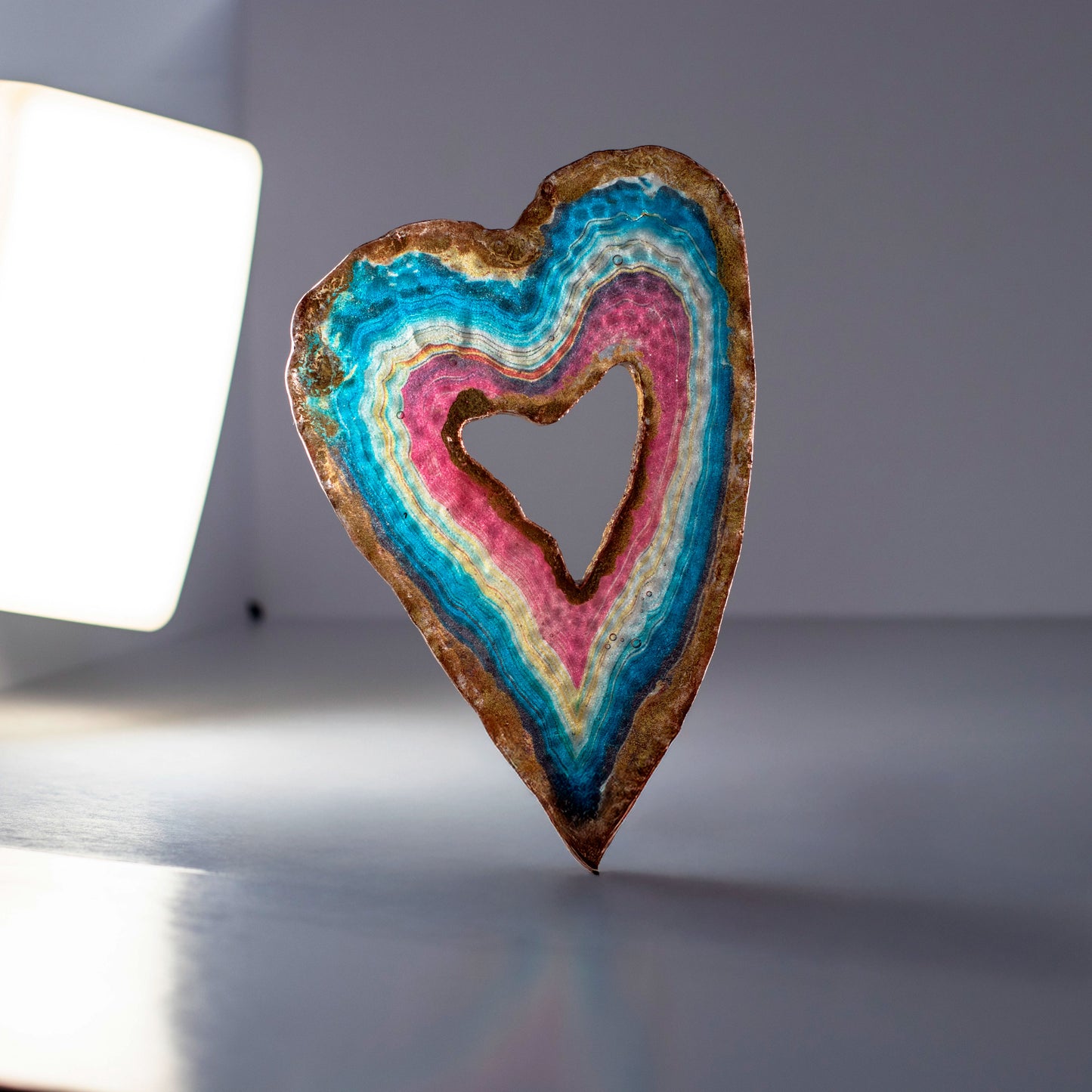 Heart-Shaped Personalised Edible Isomalt Sugar Geode Cake Topper