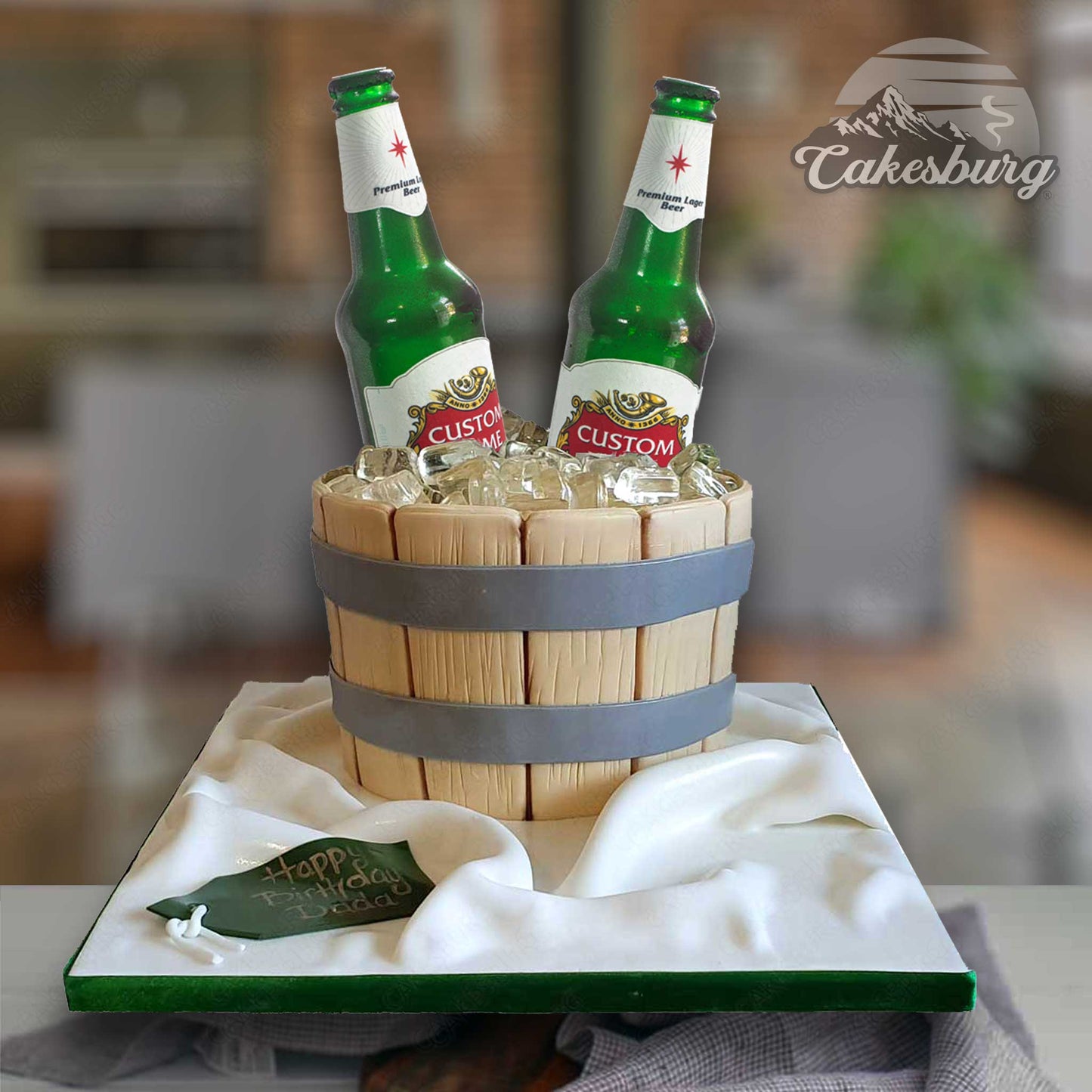 Edible Sugar Green Beer Bottle Cake Topper (2-Pack)