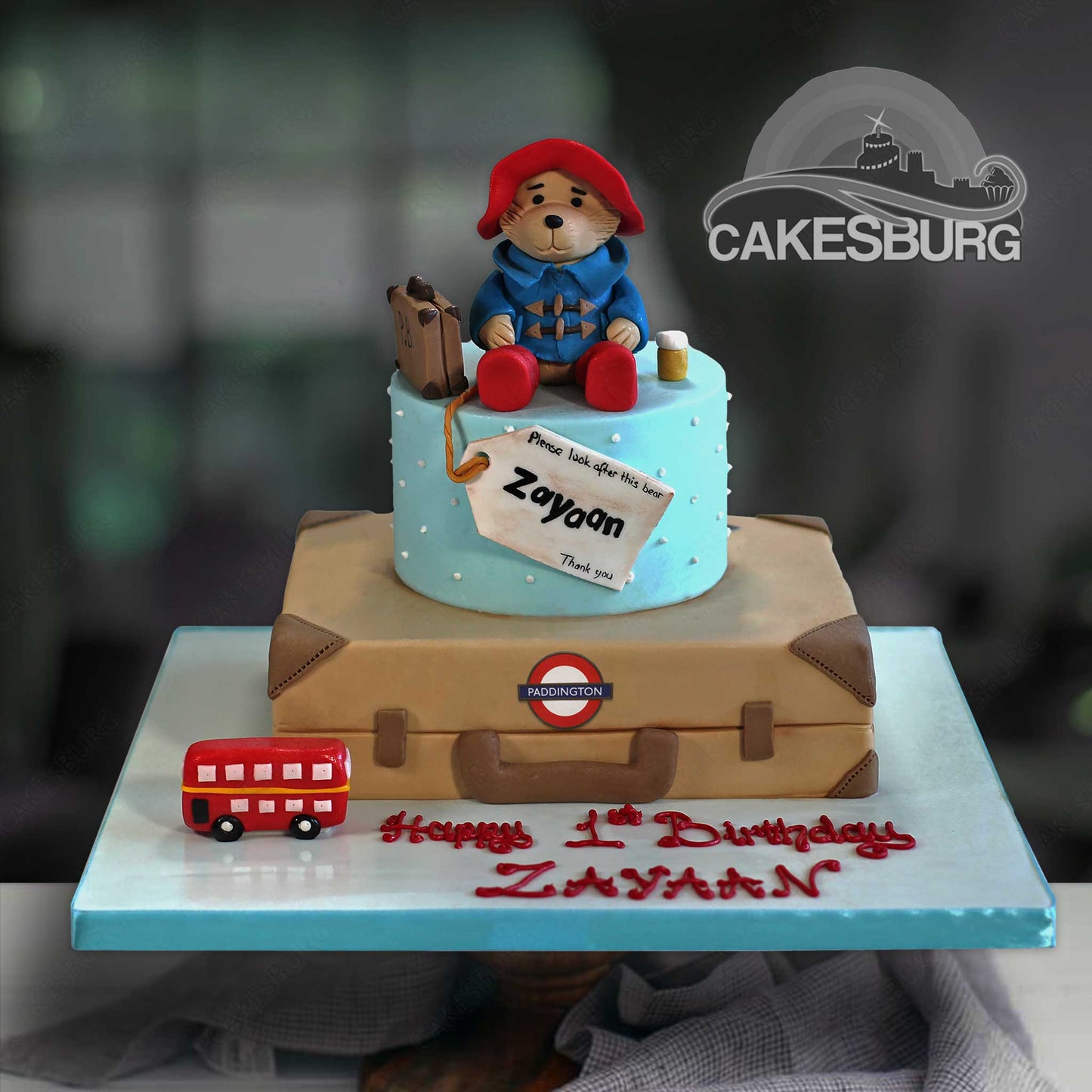 Edible Fondant Travelling Bear Cake Topper Set