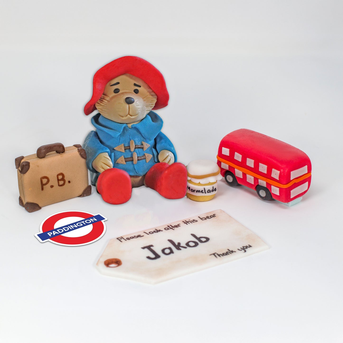 Edible Fondant Travelling Bear Cake Topper Set