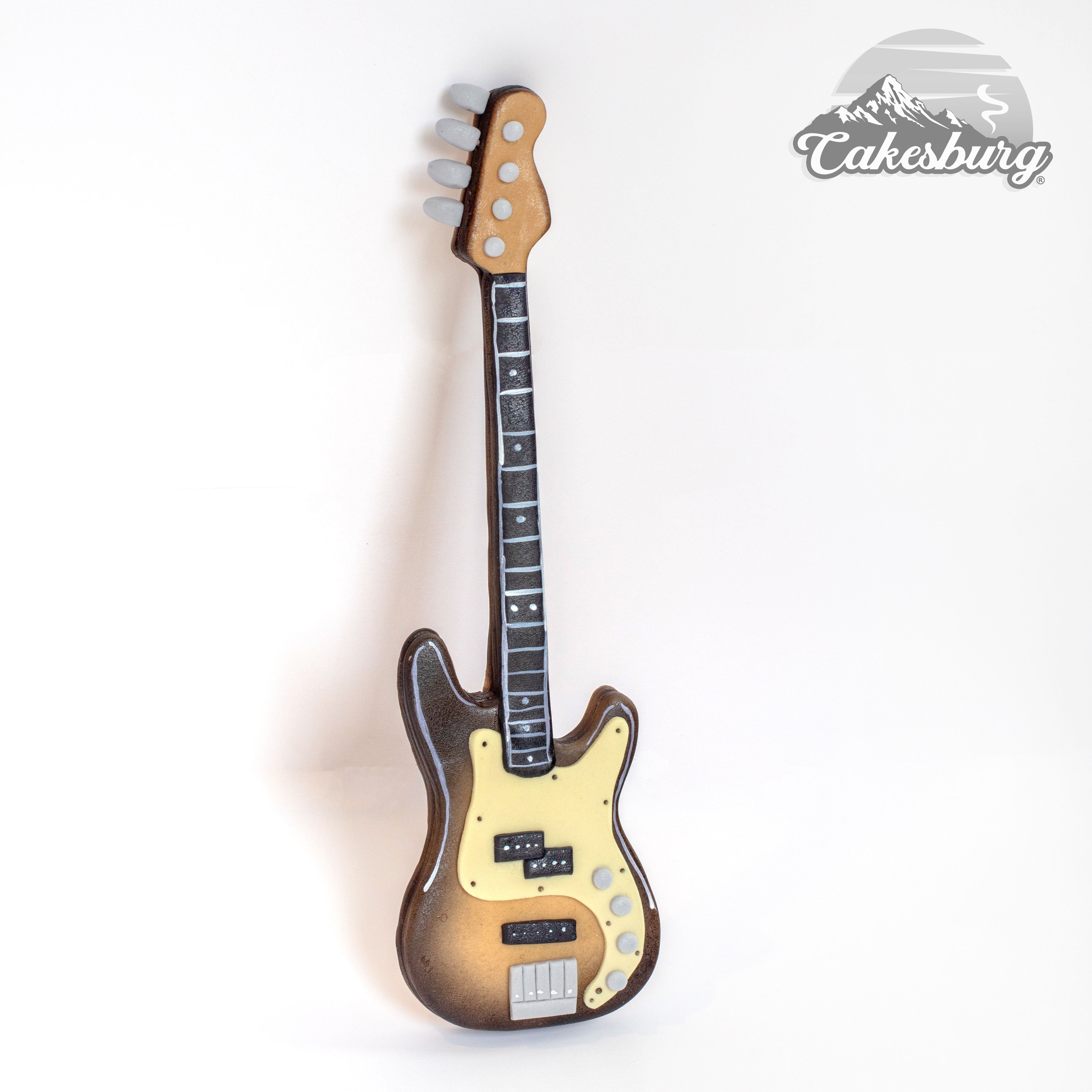 Edible Fondant Bass Guitar Cake Topper and Personalised Amp face