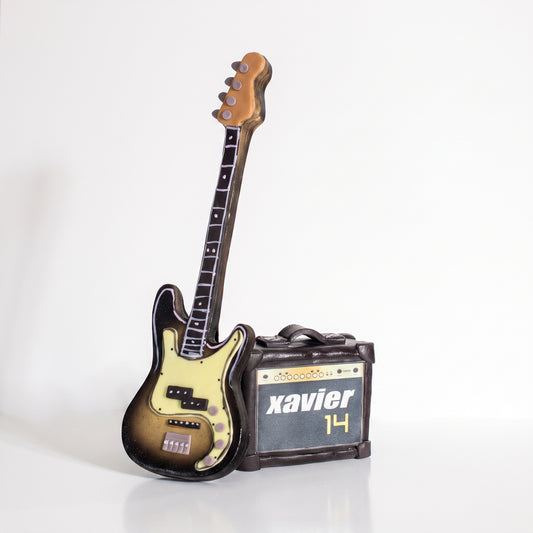 Edible Fondant Bass Guitar and Amp Cake Topper