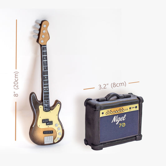 Edible Fondant Bass Guitar and Amp Cake Topper