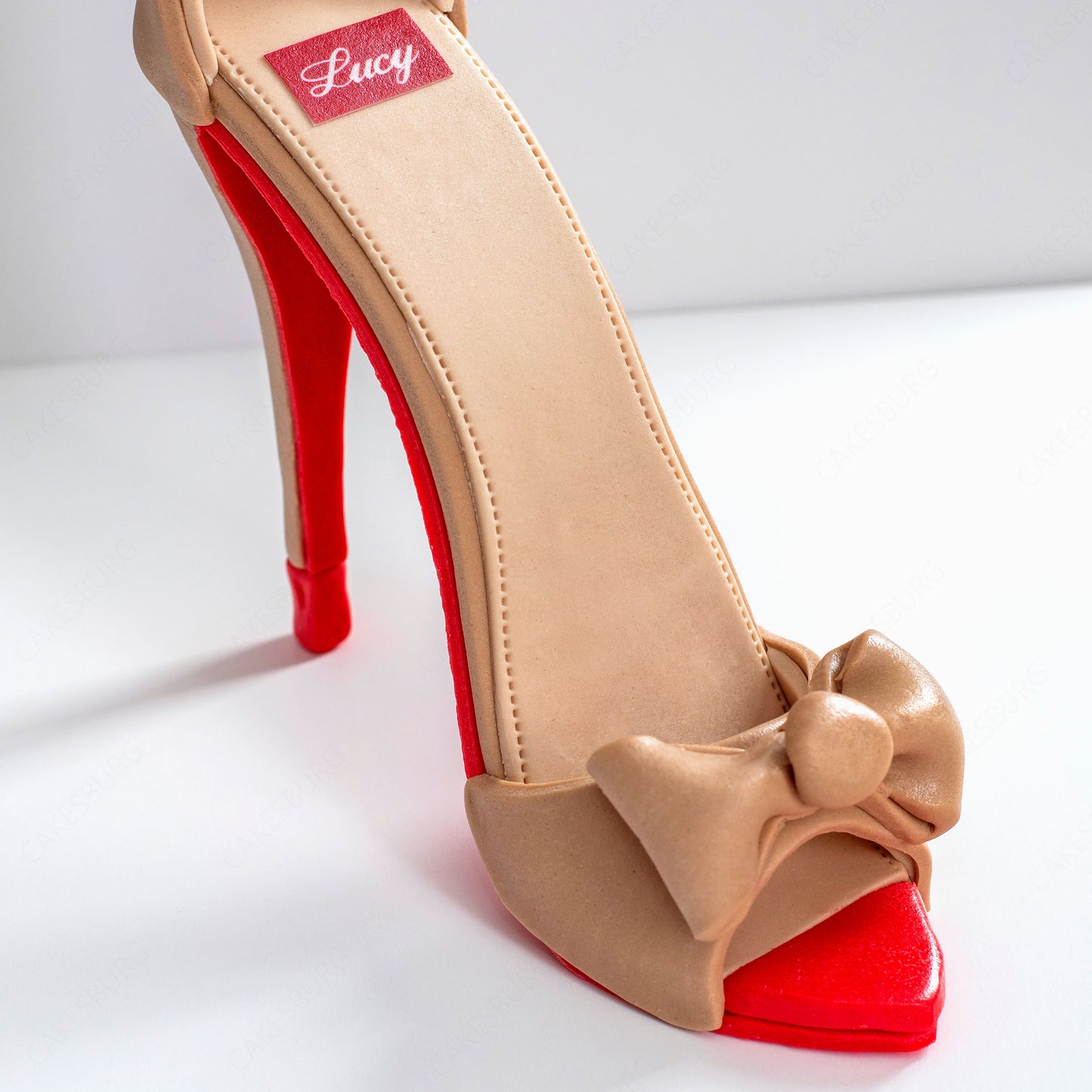 Edible Large Sugar Fondant Tan High Heel Shoe Cake Topper