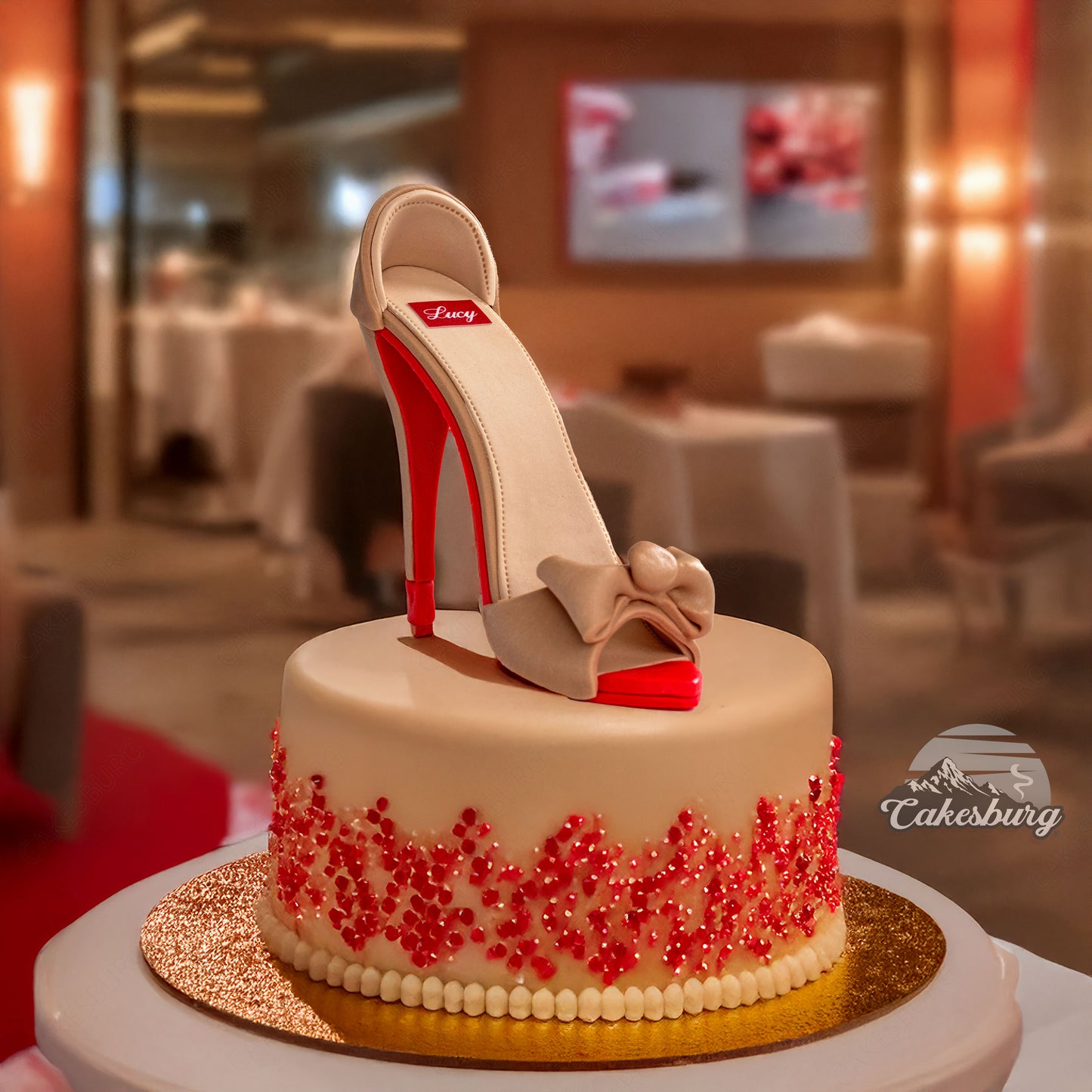 Edible Large Sugar Fondant Tan High Heel Shoe Cake Topper