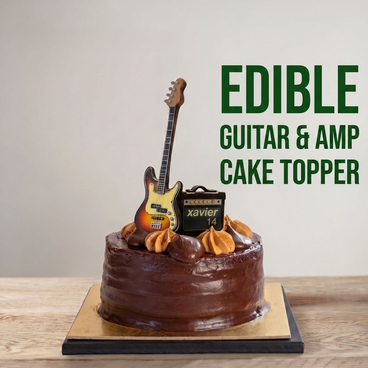 Edible Fondant Bass Guitar and Amp Cake Topper