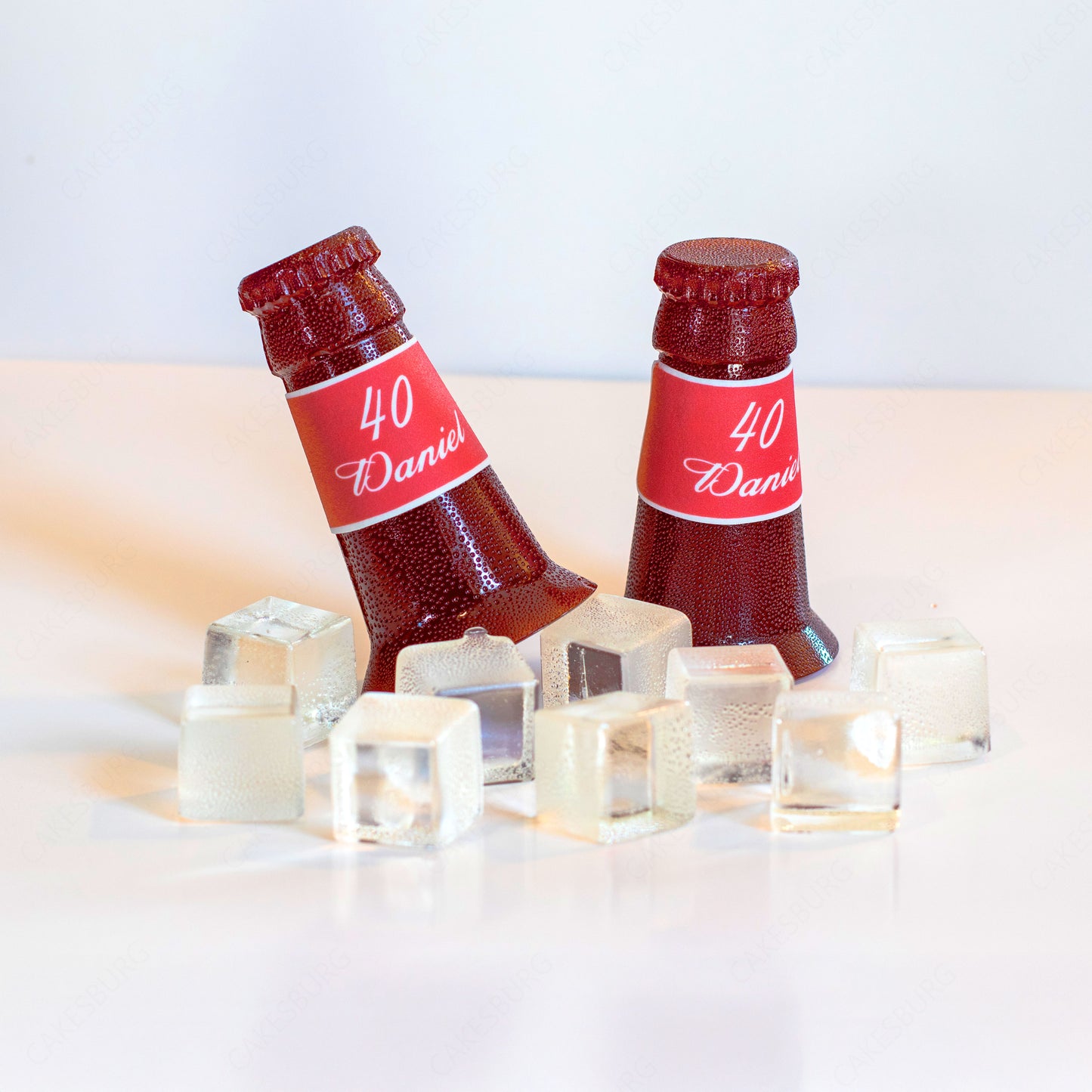 Edible Sugar Beer Bottle Neck Cake Topper Set