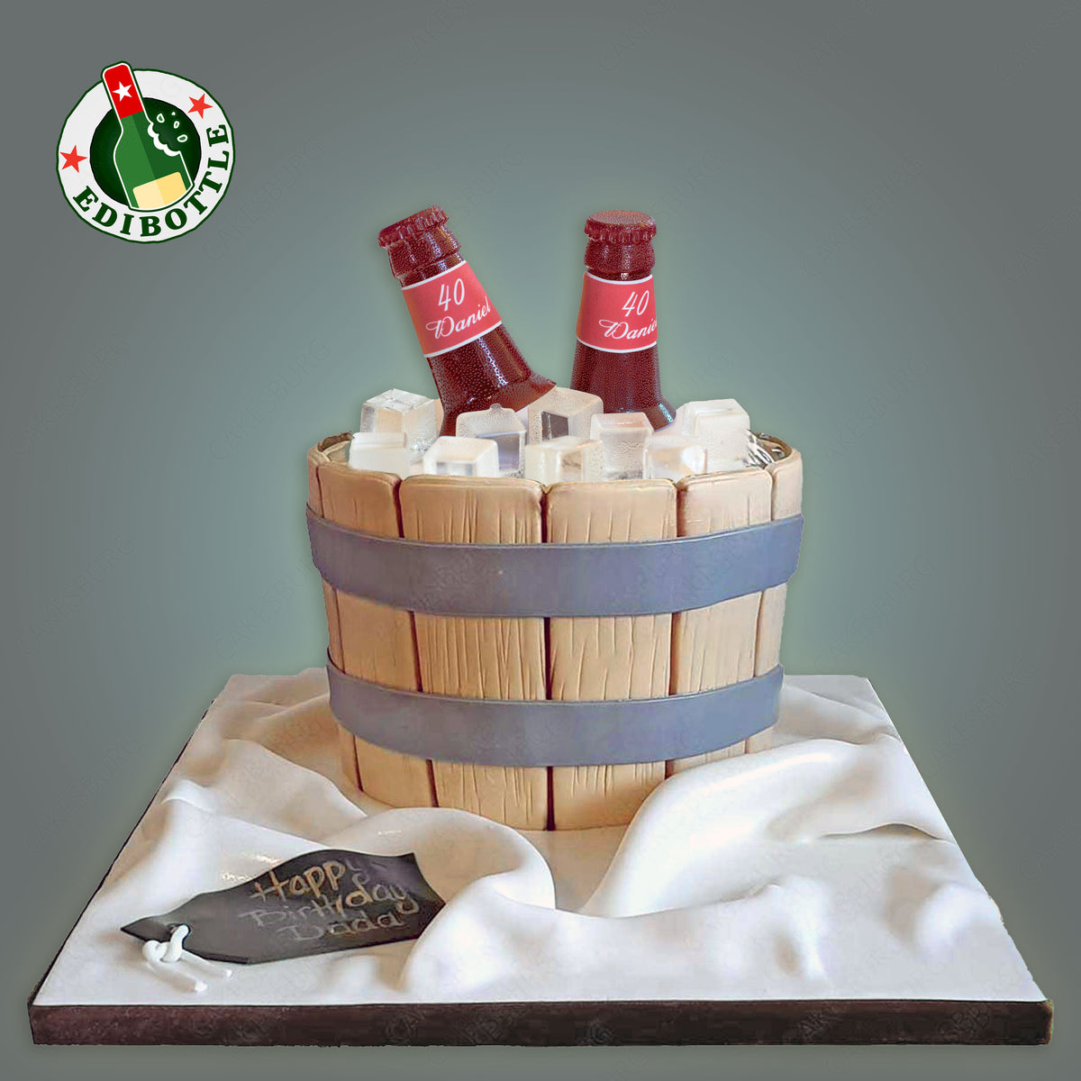 Edible Beer Bottle Necks Cake Topper – Set of 2 – Brown or Green