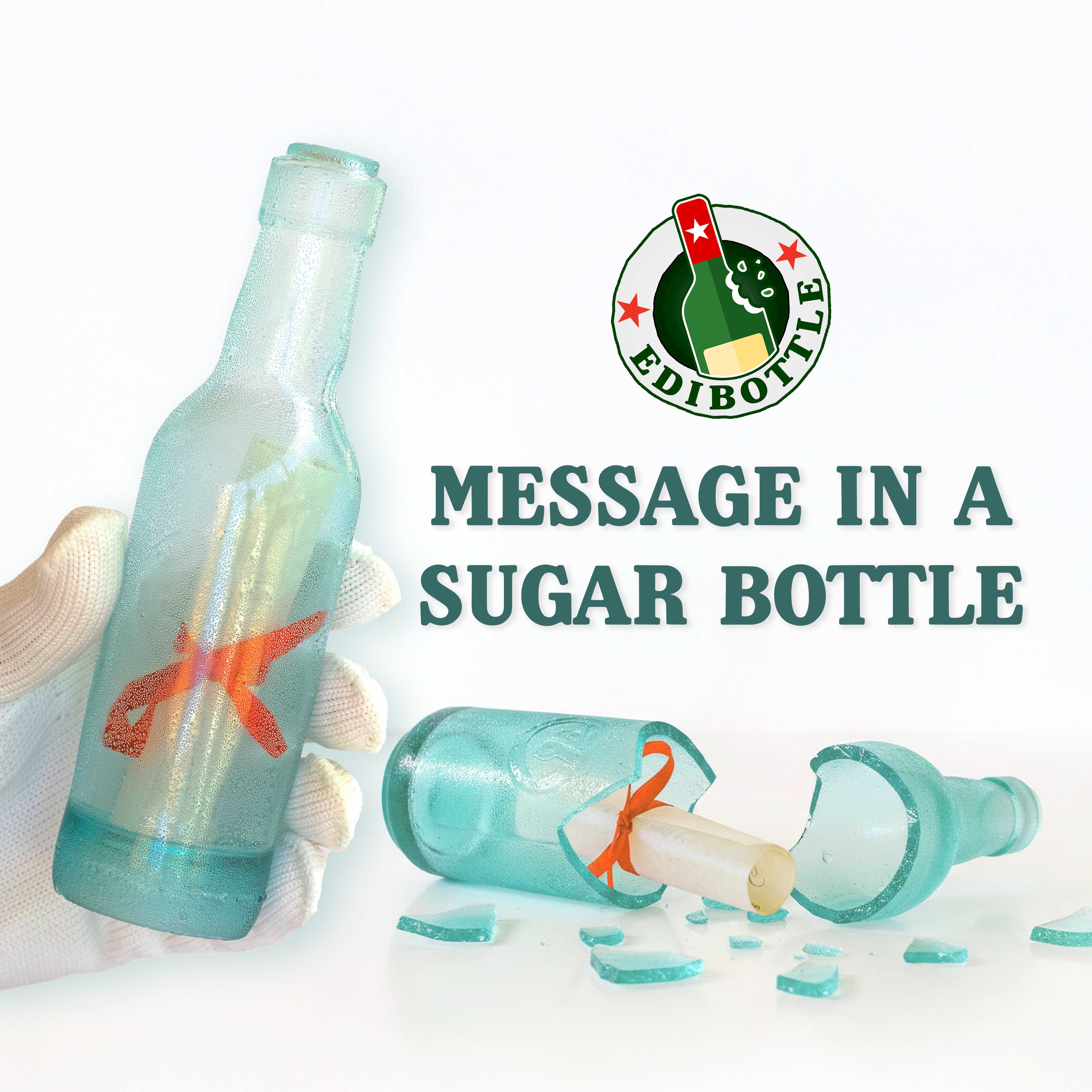 EdiBottle™ Edible Sugar “Message in a Bottle” Cake Topper