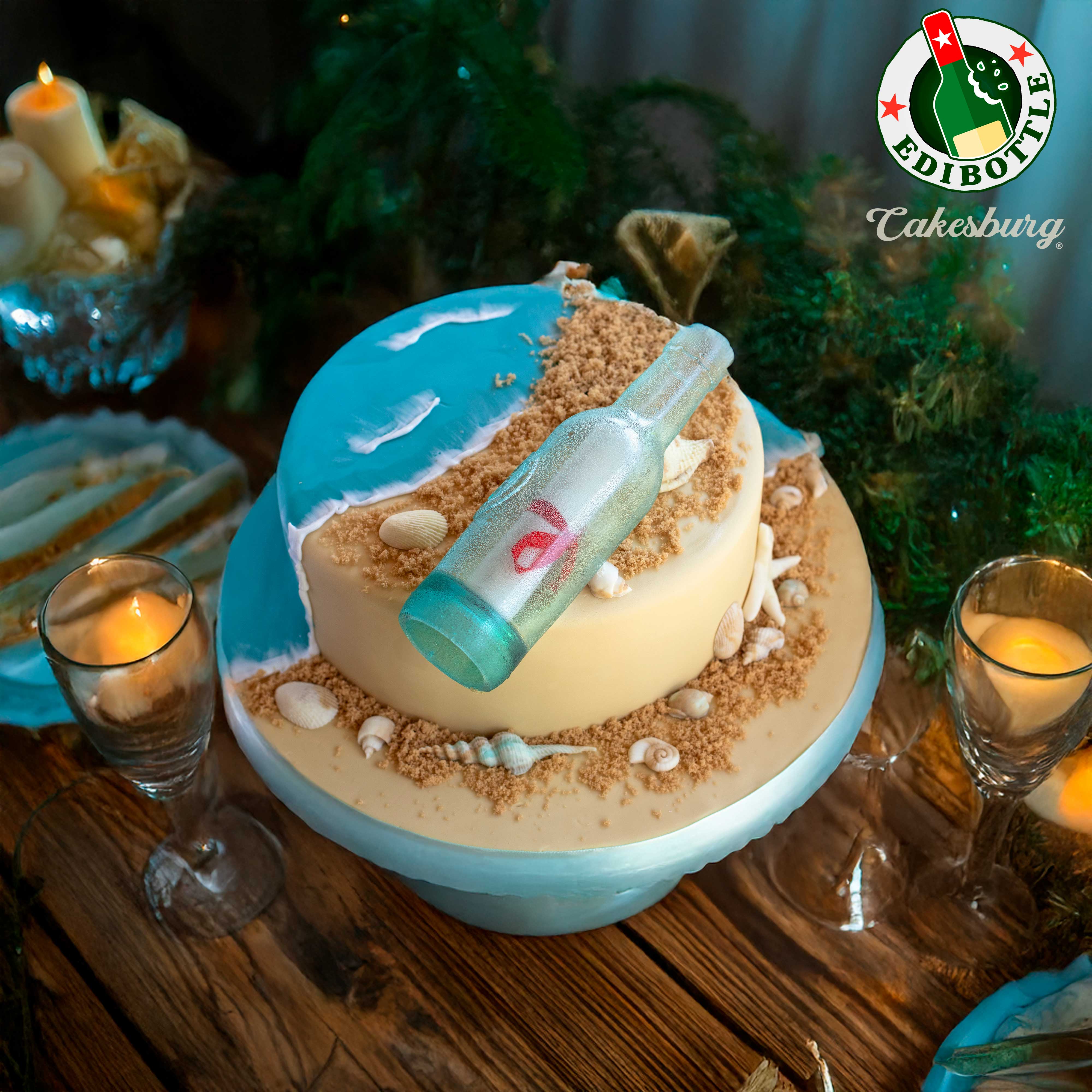 EdiBottle™ Edible Sugar “Message in a Bottle” Cake Topper