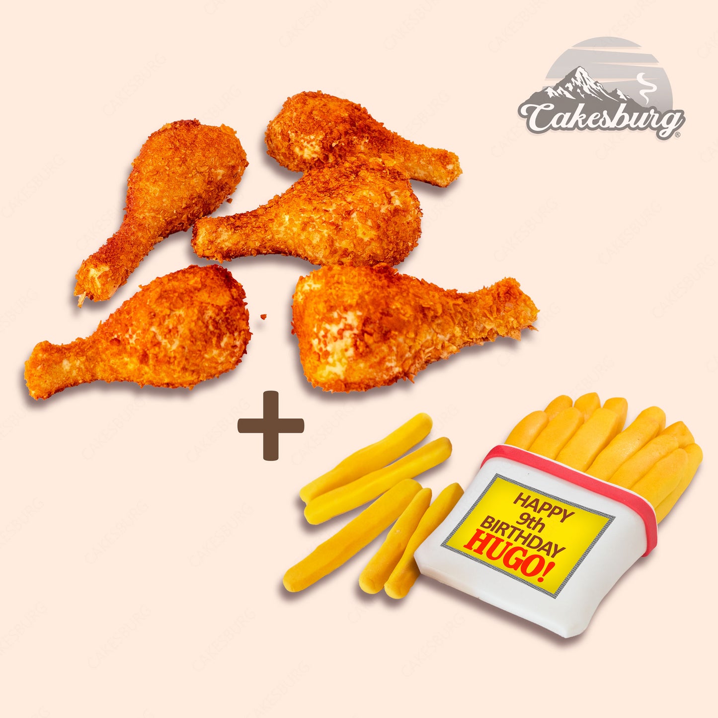 Edible Fondant Chicken Drumsticks and French Fries Cake Topper