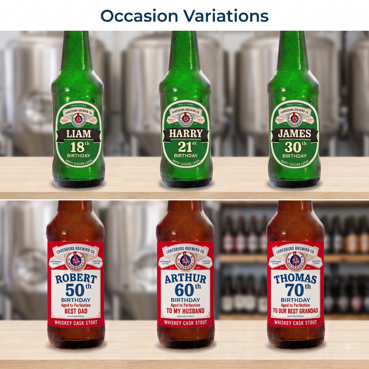 Personalised Full-Size Edible Beer Bottle Cake Topper – Brown or Green