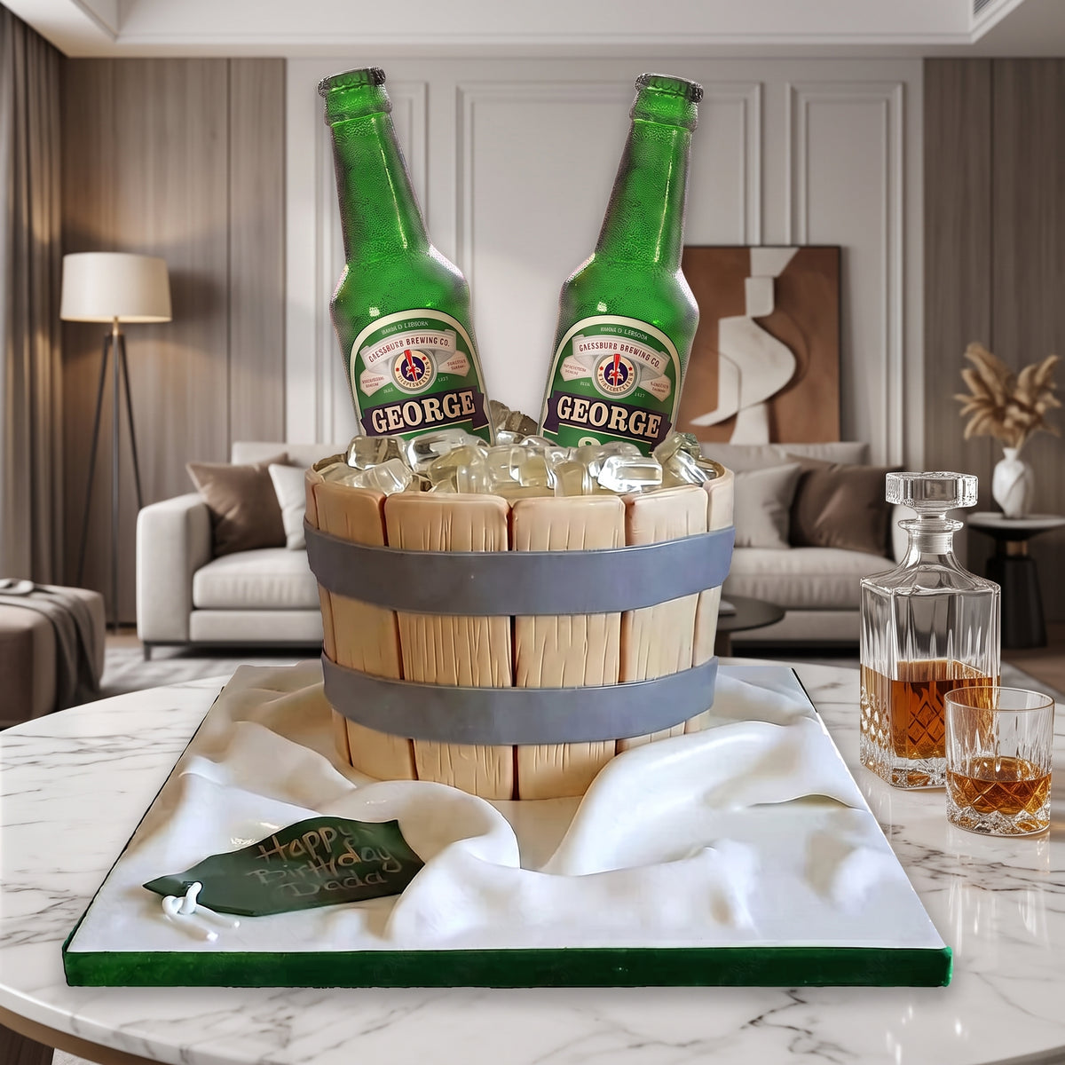 Personalised Full-Size Edible Beer Bottle Cake Topper – Brown or Green