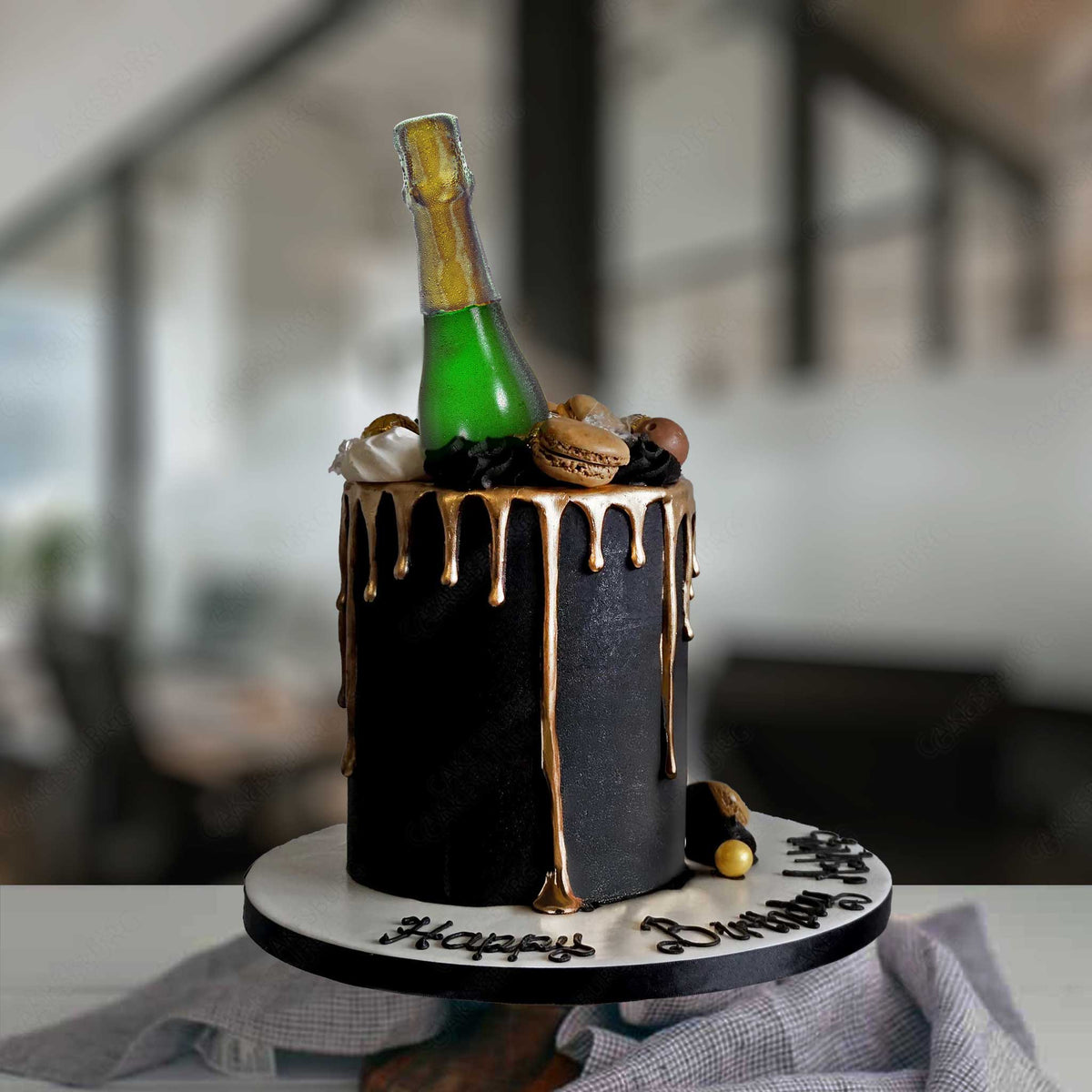 Slim Edible Champagne Bottle Cake Topper – Green